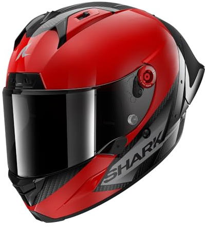SHARK Unisex Aeron-GP BLANK SP DRA Integraler Motorradhelm, Carbon Red Anthracite, S