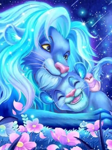 GLXPOG Diamond Painting, Dessin Animé Peinture Diamant Kit Complet, Lion DIY 5D Diamond Painting pour Adultes Enfants Croix Broderie Cristal Painting Murale Décoration 30x40cm
