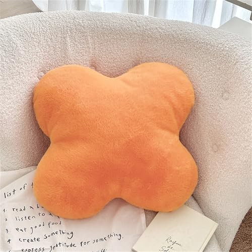 Ueiwffzo Dekokissen Kuschelkissen Kinder & Erwachsene, Weiches Vierblättriges Blatt Zierkissen, Niedliche Kinderkissen Kuschelkissen für Kinderzimmer Sofa Hausbett Deko (Orange,40 x 43 cm)