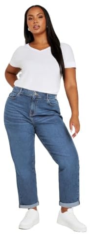 Yours Curve Blue Boyfriend Jeans - Women's - Plus Size Curve
