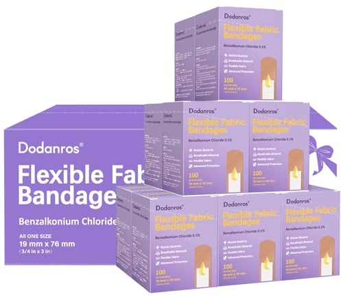 Dodanros Bulk Case of 1200 PCS Flexible Fabric Bandages, 3/4 x 3,Individual 12 Box Packaging,Include 0.1%Benzalkonium,Sterile, Breathable | Use for School, Hospital, Businesses, and First Aid Kits.