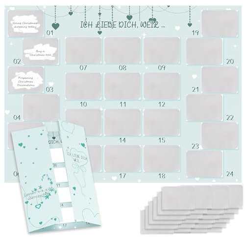 Adventskalender zum Rubbeln Ich Liebe Dich,Weil - Paare Adventskalender 2025,adventskalender für Weihnachten,24 Aufgaben zum Vorfreuen auf Weihnachten mit Rubbelkarte,Geschenkidee für den Partner