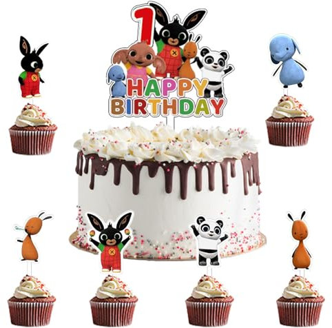 7 Stück Bunny Tortendeko,Bunny Cake Topper 1 Jahre,Bunny Kinder Kuchen Deko Geburtstag,Bunny Cake Birthday Party Decoration,Geeignet für Kindergeburtstage