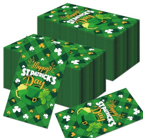 mciskin St. Patrick's Papierservietten, 20 Stück, 2-lagig, weiches Papier, biologisch abbaubar, für St. Patrick's Day, Cocktail- & Dinner-Partys, irische Party-Dekoration