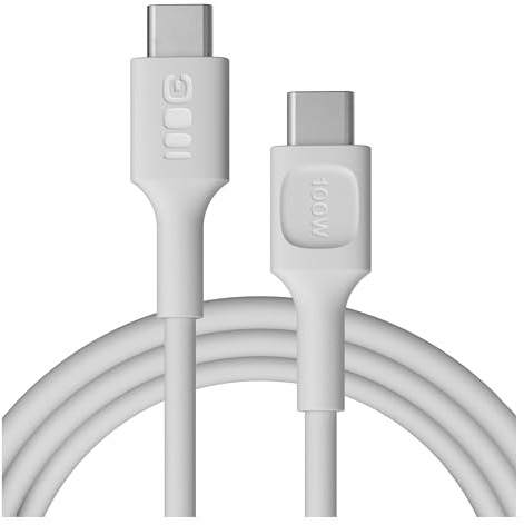 Green Cell PowerFlex USB-C Kabel 100W 200cm – Extra langes USB C auf USB C Ladekabel – 2m Schnellladekabel mit 480 Mbps für iPhone 16, iPad, MacBook, Laptop – Flexibles Silikonkabel (Weiß, 200)