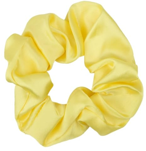 4 Stück Damen Satin Haargummi,Seiden Haarband Weich Elastisch Hair Scrunchies Stoff Haargummis Haarbänder Pferdeschwanz-Halter Haarschmuck für Frauen Feine und Dicke Haare,Gelb