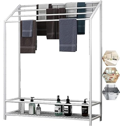 Toallero de baño independiente, soporte de escalera de pie con estante de almacenamiento, toallero blanco para baño nized 80 x 25 x 120 cm