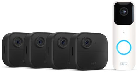 New Blink camera (Outdoor 4) + Blink doorbell (White) | Newest model | Wireless HD smart security camera, two-year battery life, enhanced motion detection, works with Alexa | 4-Camera System