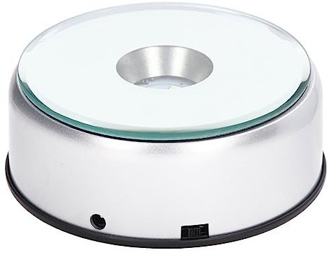 360° Rotating Display Stand with LED Lights, 80 Seconds Per Lap, Illuminated Turntable Base, LED Display Base for Cups Crystals