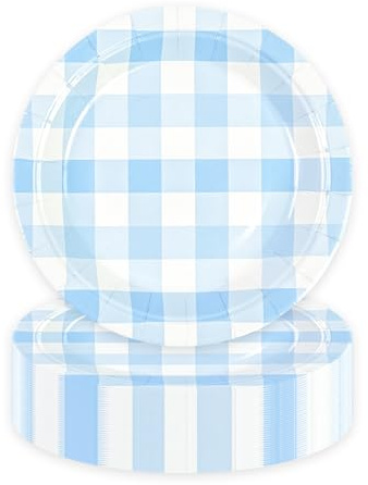 AHPYEUHK 50 Pcs Blue Party Paper Plates Disposable 7inch Dessert Dinnerware Cake Party Tableware Set Supplies for Birthday Picnic Wedding Holiday Graduation Baby Shower Decorations
