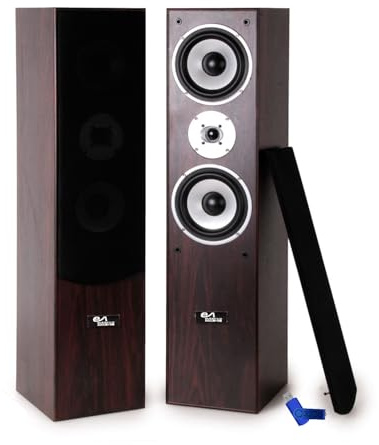 Evidence Acoustics Paire d'enceintes HiFi/Home-Cinéma - EA700-WAL - 2x500W PMPO - Bass Reflex à 3 Voies - Noyer/Acajou+Clé USB 32G