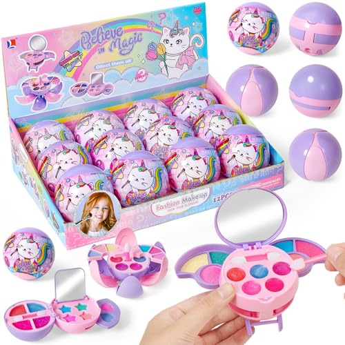 Vamei 12 Stück Blind Box Kinderschminke Set Mädchen mit 3 Ausführungen Kinder Schminkkoffer Make up Set, Schminkset Mitgebsel Kindergeburtstag Gastgeschenke Spielzeug Geschenke für Mädchen 6-10 Jahre