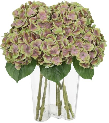 4pcs Artificial Hydrangea Flowers Fake Hydrangeas for Wedding Home Decor | Light Green Faux Hydrangea Double-Layer Petals Fake Flowers Realistic Hydrangea for Parties Office Indoor Home Decor