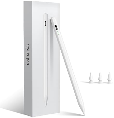 Stift für iPad 2018-2026, 15 Min Schnellladung Pencil für iPad | Stylus für A16 11/10-6 Gen, Air M4/M3/M2/11/13/5-3, Pro M5 11/13/12.9, Mini A17 Pro/6/5, Neigungssensitivität/Palm Rejection