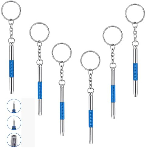 6 Pack 3-in-1 Tiny Mini Glasses Screwdriver Set | for Glasses Tightening, Portable Keychain Eyeglass Repair Kit for Sunglasses, Watches, Small Electronics