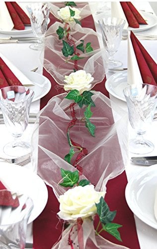 Fibula [Style] ® Komplettset Flair bordeaux Größe M Tischdekoration für Hochzeit/Taufe/Geburtstag/Kommunion/Konfirmation/Jubiläum in bordo - creme für ca. 16-20 Personen