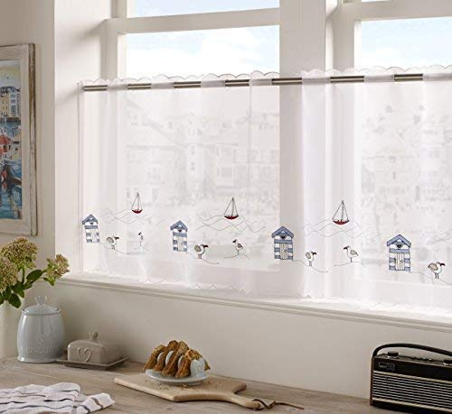 Alan Symonds Seaside Eyelet Top Voile Cafe Curtain Panel (59 x 18)