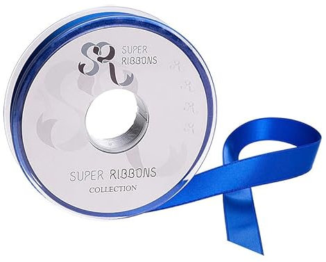 SR SUPER RIBBONS®™ Satin Ribbons Gift Wrapping, Party Decoration, Wedding car, Christmas, Balloons, Hair, Cake, Presents, Wedding Bouquet (Royal Blue 15mm x 20m)