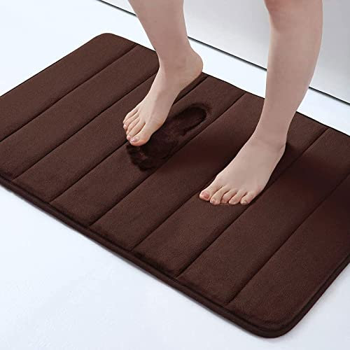 Homaxy Memory Foam Badezimmer Badteppich Saugfähige Rutschfester Badvorleger Waschbar Badematte - 51 x 76 cm, Braun