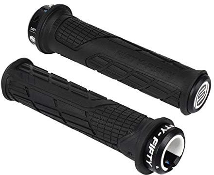 FIFTY-FIFTY MTB Griffe, Fahrradgriffe aus rutschfestem Gummi, Single Lock-on Fahrrad Griffe/Lenkergriffe MTB für Mountainbike, Enduro, Downhill, Trail, E-Bike (Schwarz)