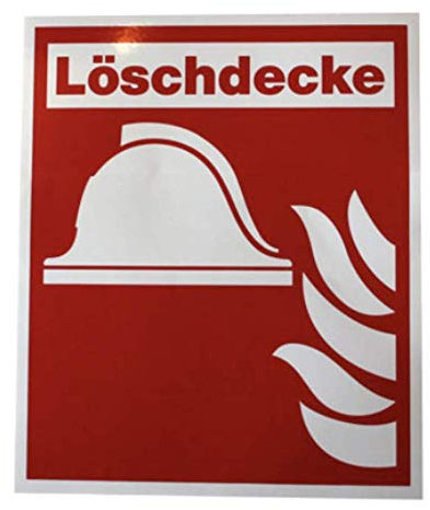 Schild Aufkleber Löschdecke 15x18cm ASR A1.3 ISO7010 mit Text Löschdecke von MBS-FIRE