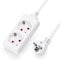 Aigostar Multiprises 2 Prises Extension d'alimentation de 1,5 Mètre Câble, sécurité Enfant, Blanc, 3680w