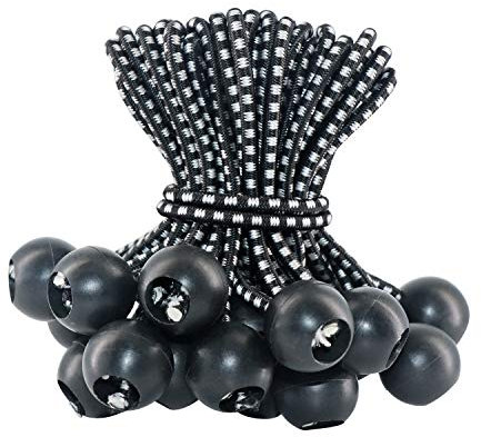 LOOGI Bungee Cord with Balls, 30Pcs 4 Inch Black Bungee Ball Cords, Heavy Duty Tarp Bungees Ties Elastic Tie Down Straps for Tarpaulin Tent Camping Pavilions Flag Marquee