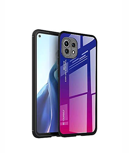 GOKEN Vetro Sfumato Cover per Xiaomi Mi 11 Lite 5G NE | Mi 11 Lite 5G | Mi 11 Lite, Cover con Schienale in Vetro temperato + Cornice Paraurti in Silicone Morbido, AntiGraffio Custodia Case (4)
