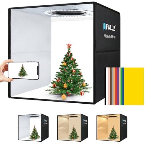 PULUZ Light Box Photography 40CM Photo Box 3 Color Temperature Portable Foldable for Photography Business Selling Items with 6 Dual-Side Color Backdrops + Light Diffuser