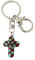 Porte-clés avec croix en verre de Murano rouge