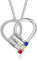 ALBERTBAND Personalisierte Kette Damen mit 2/3/4/5/6 Namen Geburtssteine Mutter Tochter Herz Halskette Geschenke für Frauen Mama Muttertag Weihnachten (Silber-3 steine)