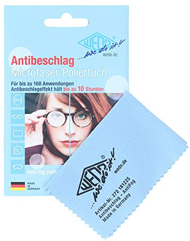 Wedo Anti-Beschlag Brillenputztuch Hochwertiges P-9000®-Microfasertuch mit Anti-Fog Wirkung für Brillengläser, Linsen oder Visire PFAS-Frei | WEDO