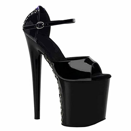 MUYEY Damen Sandalen High Heels 20Cm Dünner Absatz Plateau Nachtclub Für Stilettos Pole Dance Plus Size,A,37 EU