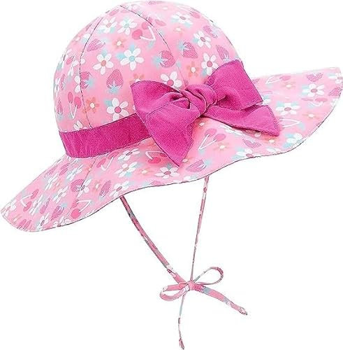 Zando Sombrero de sol unisex para bebé, para la playa, protección solar, protección UV, con ala ancha, para niñas y niños, Rosa., 6-12 meses