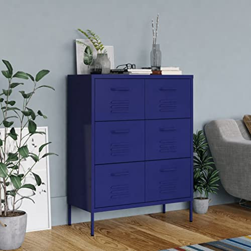 Aktenschrank Industriell Schubladenschrank Büroschrank Werkzeugschrank Metallschrank Stahlschrank Lagerschrank Materialschrank Schrank 80x35x101,5 cm Marineblau