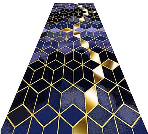 Teppich Läufer Flur rutschfest, 0.6cm Kurzflor Brücke Lang Teppichlaufer Teppiche für Wohnzimmer Schlafzimmer Küche Eingang Flurläufer Küchenläufer, Anpassbar (40 x 60 cm, Black)