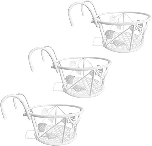 3 Stück Metall Blumentopfhalter Eisen Blumenregal Blumentopf zum Aufhängen mit Haken für Blumentöpfe Hängeländer Pflanzgefäße Blumentopf Halterung für Garten Balkon Zaun Indoor Outdoor Topfhalter