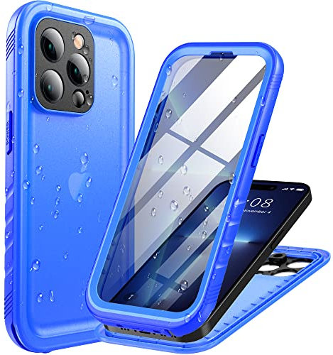 Cozycase für iPhone 14 Pro wasserdichte Hülle - 360 Grad Komplettschutz Outdoor Panzerhülle/Schutzhülle/Bumper【IP68 Waterproof】 Staubdicht Unterwasser Wasserfest Handyhülle mit Kameraschutz - Blau
