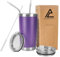 CherryKelly 20oz (550ml) Insulated Travel Tumbler Mug Stainless Steel Vacuum Coffee Cup with 2 Leak-Proof Lids & Straws, BPA-Free, Hot & Cold, Commute, Gym, Office - Purple