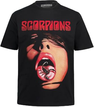 JP 1880 Herren große Größen Übergrößen Menswear L-8XL T-Shirt, Bandshirt, Scorpions, Halbarm, bis 8 XL schwarz 5XL 809409100-5XL