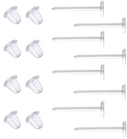Clear Silicone Earrings for Sports,300 Pairs Clear Plastic Earring Posts and Earring Backs