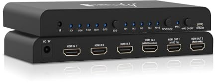 Techly 365665 Switch HDMI 2.0 4x1 4K@60Hz con Splitter Audio eARC/Arc per Soundbar Nero