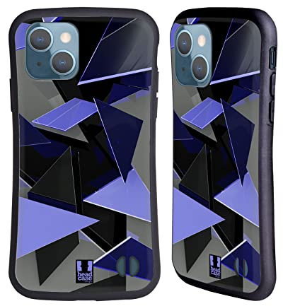 Head Case Designs Blu Frammenti di Vetro Cover Ibrida Compatibile con Apple iPhone 13
