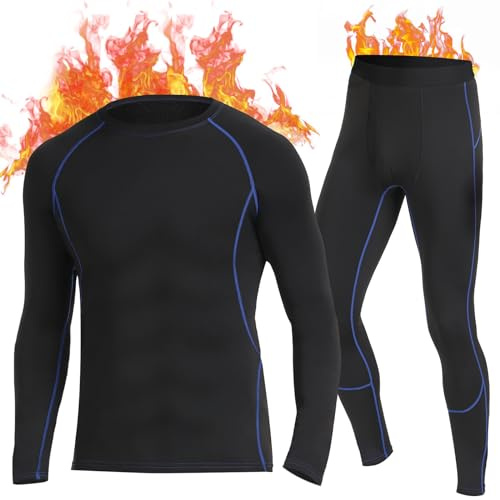 SIMIYA Thermal Underwear Mens, Quick Dry Base Layer for Men, Compression Mens Thermals Top and Bottoms, Winter Long Sleeve Long Johns for Workout Skiing Running Hiking