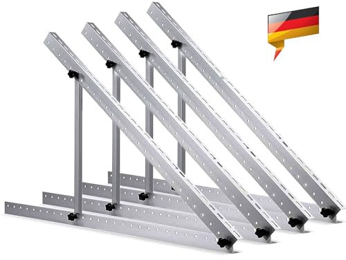 Solarpanel Halterung Flachdach, 114 cm Solarmodul Halterung, Balkonkraftwerk Halterung für Solarpanel 100W-800W Winkel Einstellbar 0-90° für Dachhalterungen, Pv Modul Solarmodule 2 Paar