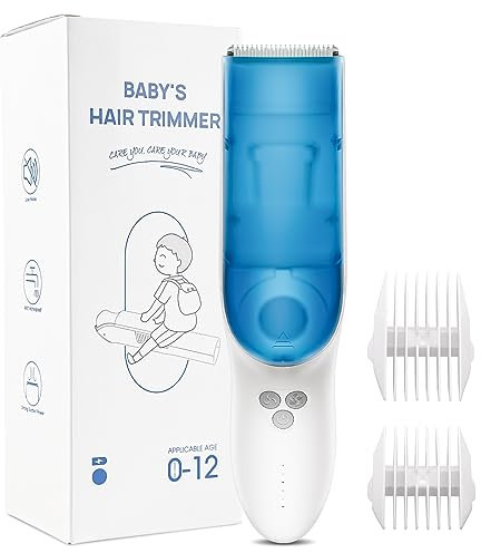 CARER SPARK Baby Haarschneider, Geräuschloser Vakuum-Adsorptions-Haarschneider für Babys IPX7 wiederaufladbarer mit 2 Führungskämmen sicherer professioneller Haarschneidemaschine