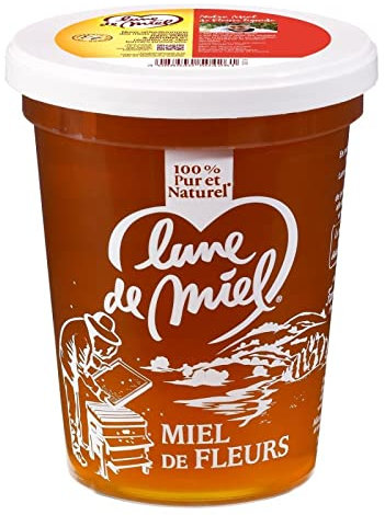 LUNE DE MIEL - Pot 500g de Miel de Fleurs en Plastique pour des Matins en Douceur ! - Le Lot De 3