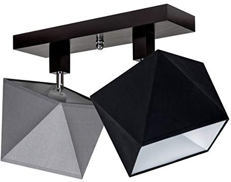 alfalux Deckenlampe DIA21GRSCDPR dreh- und schwenkbar Deckenstrahler Deckenleuchte Leuchte 2-flammig Holz Kinderzimmer Wohnzimmer Lampe LED-geeignet (Grau/Schwarz)