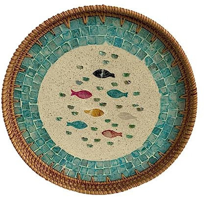 Handgewebtes Rattan-Tablett Brot gewebte Aufbewahrungskörbe Obst runder Kuchenkorb Abendessen Tabletts Supplies Picknick Snacks Servi B4Z1