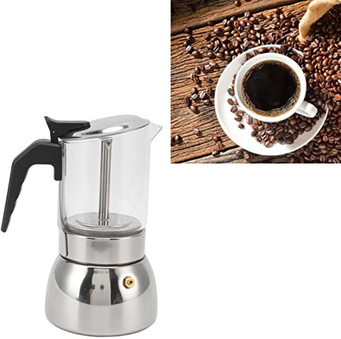 Topyond Moka in Vetro, Caffettiera Resistente al Calore in Acciaio Inossidabile per Esperienze di caffè Fatte in Casa E Accattivanti(400ml)